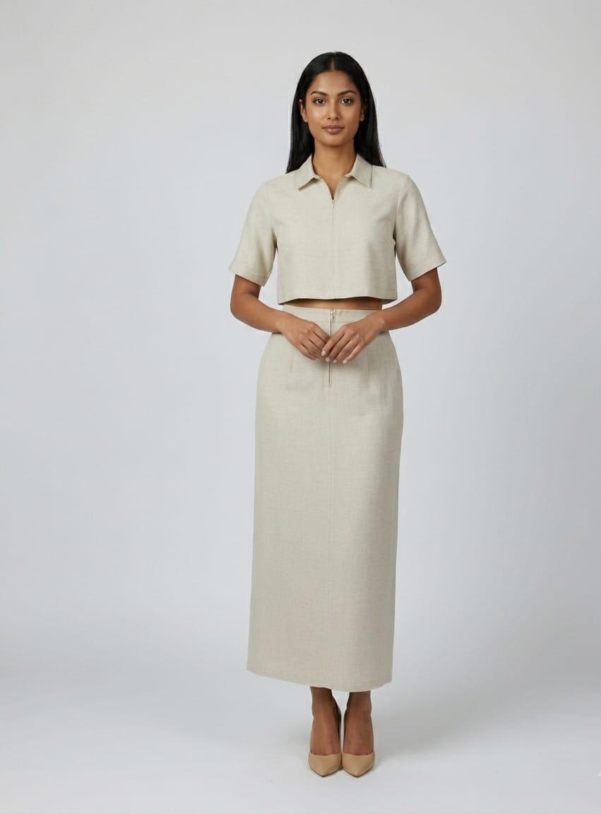 Elena Linen Zip Co-ord Set