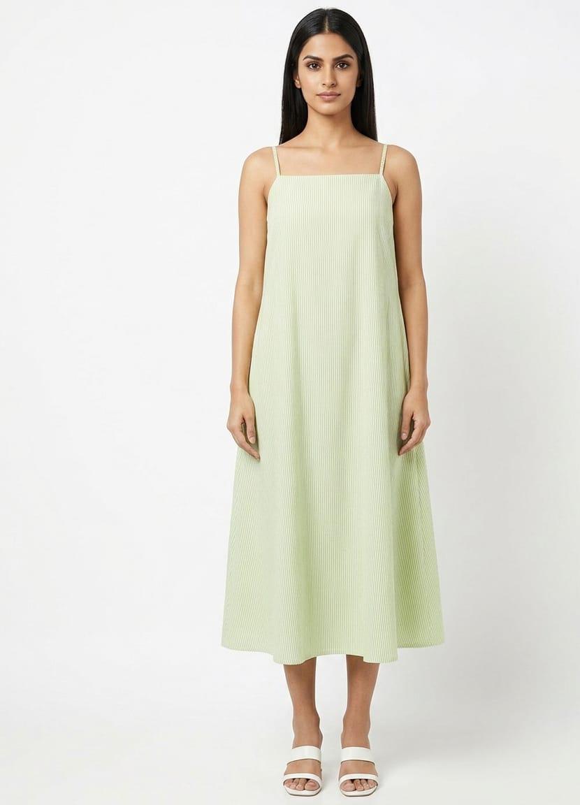 Pistachio Strappy A-Line Dress
