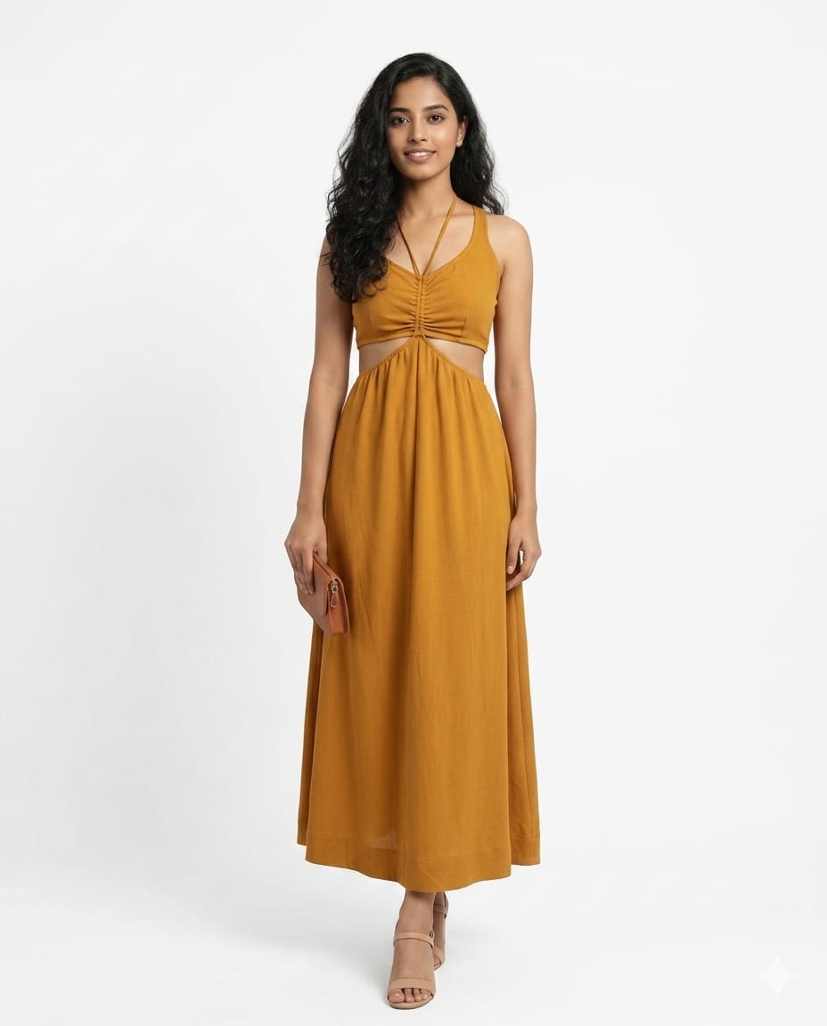 The Saffron Solstice Cut-Out Maxi