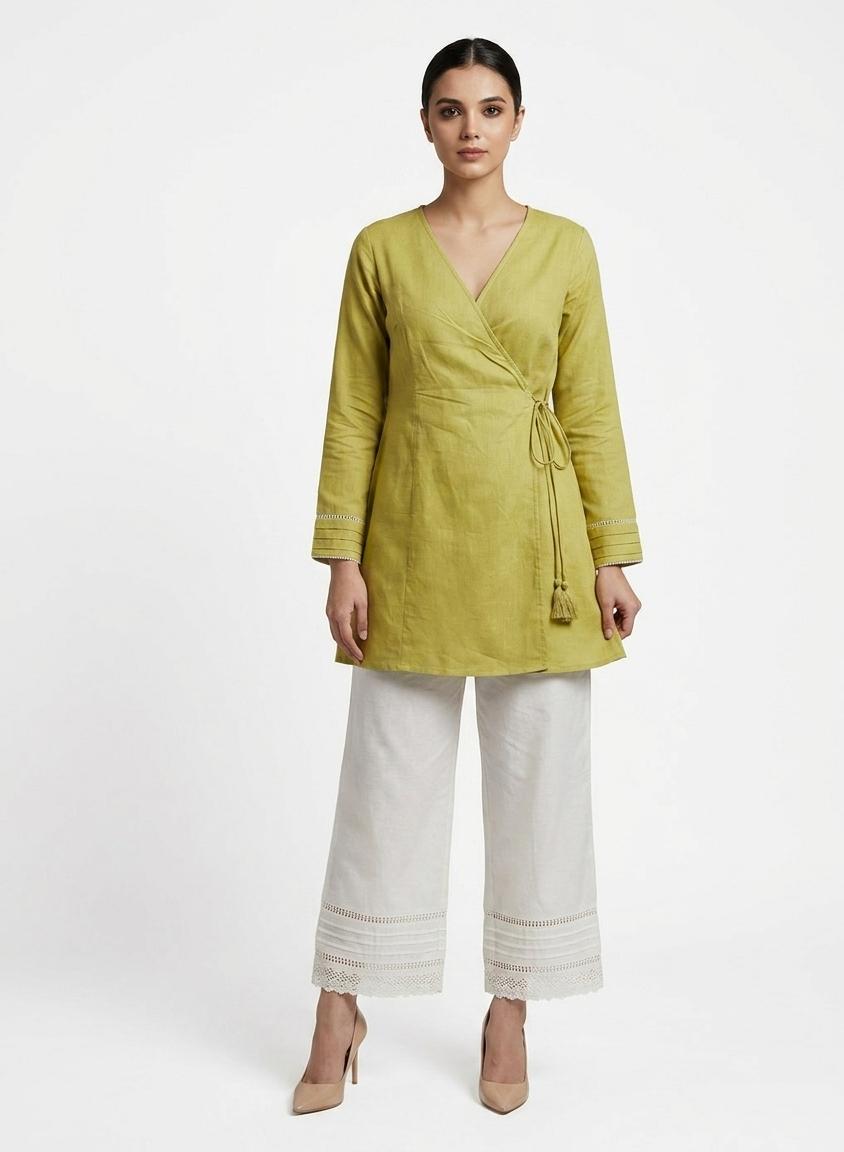 Olive Angrakha Kurta Set
