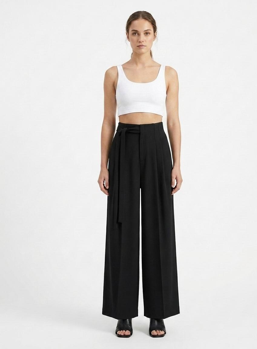 Black Midnight Drape Wide-Leg Trouser