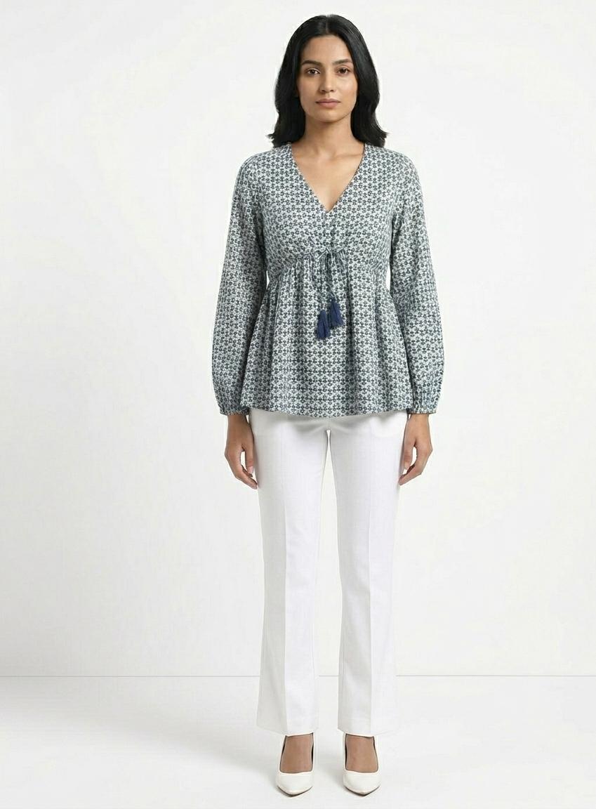 Indigo Bloom Peplum Top